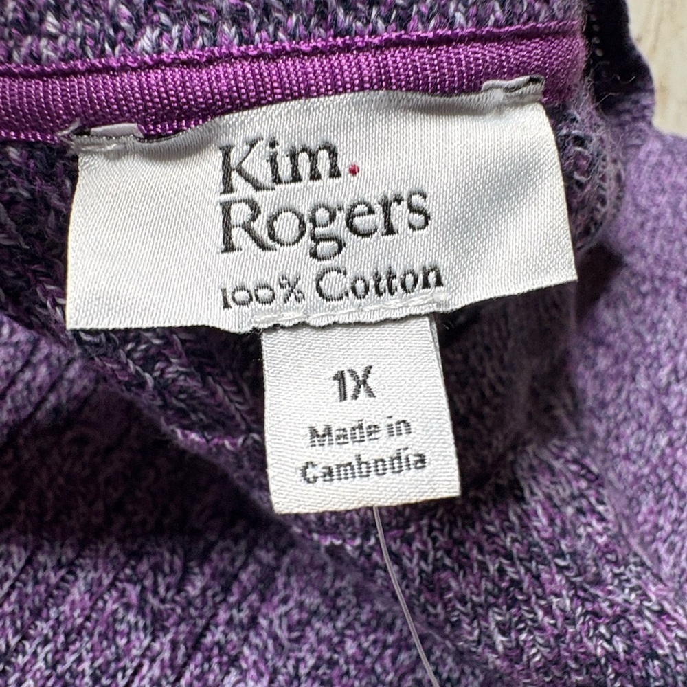 Kim Rogers Cable Crew Sweater Women’s Plus Sz 1X Purple Marbled Classic NWT - Picture 13 of 14